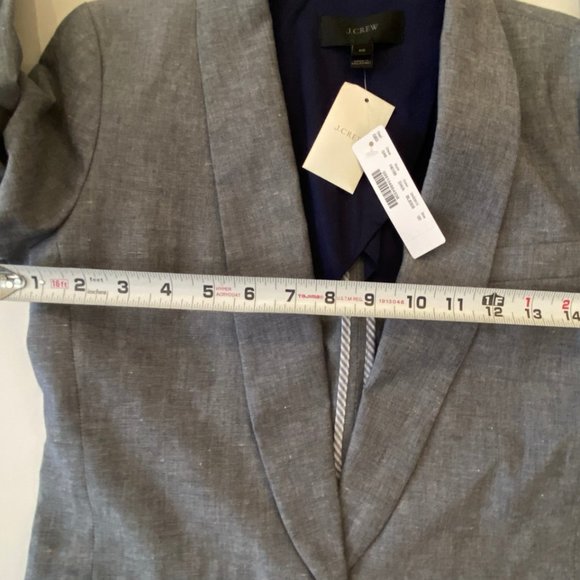 Terrific NWT 00 light blue-grey J Crew Parke blazer in 80% cotton 20% linen - Picture 6 of 12